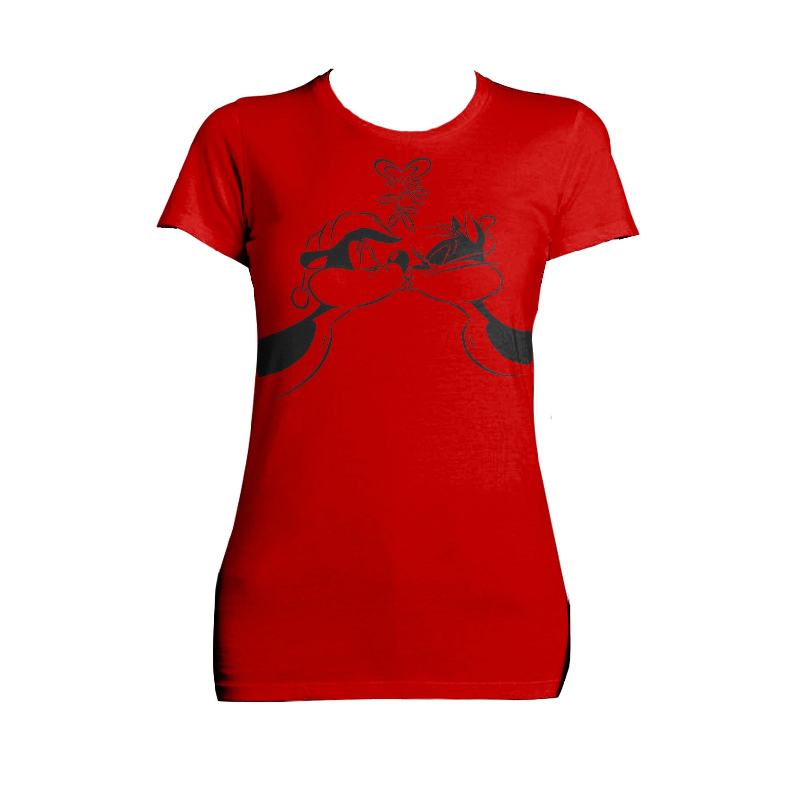 Looney Tunes Pepe Le Pew Xmas Kiss Official Women's T-Shirt ()