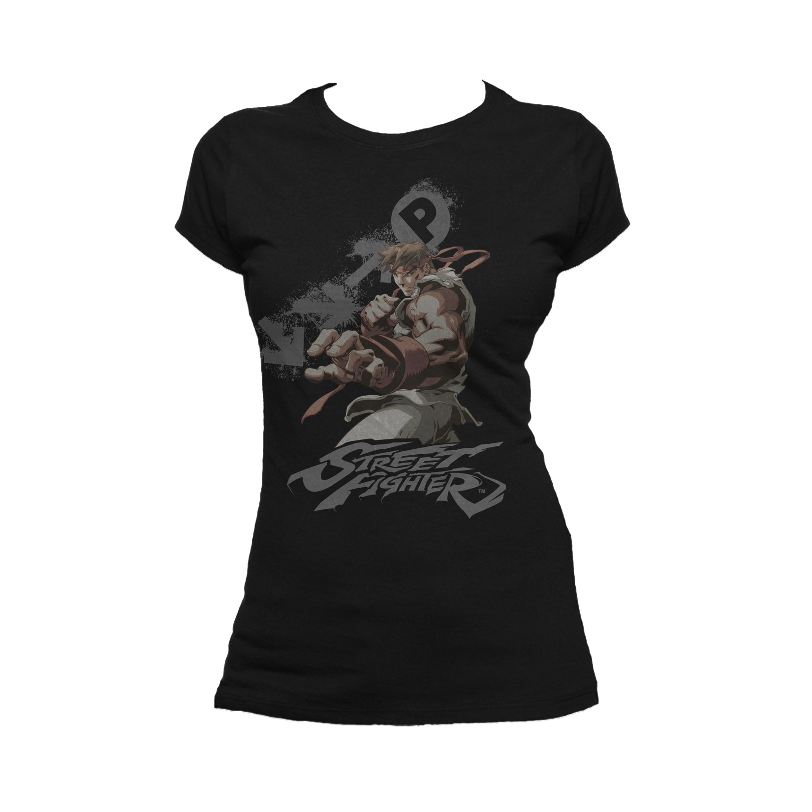 Street Fighter Ryu Portrait Fireball Official Women's T-shirt ()