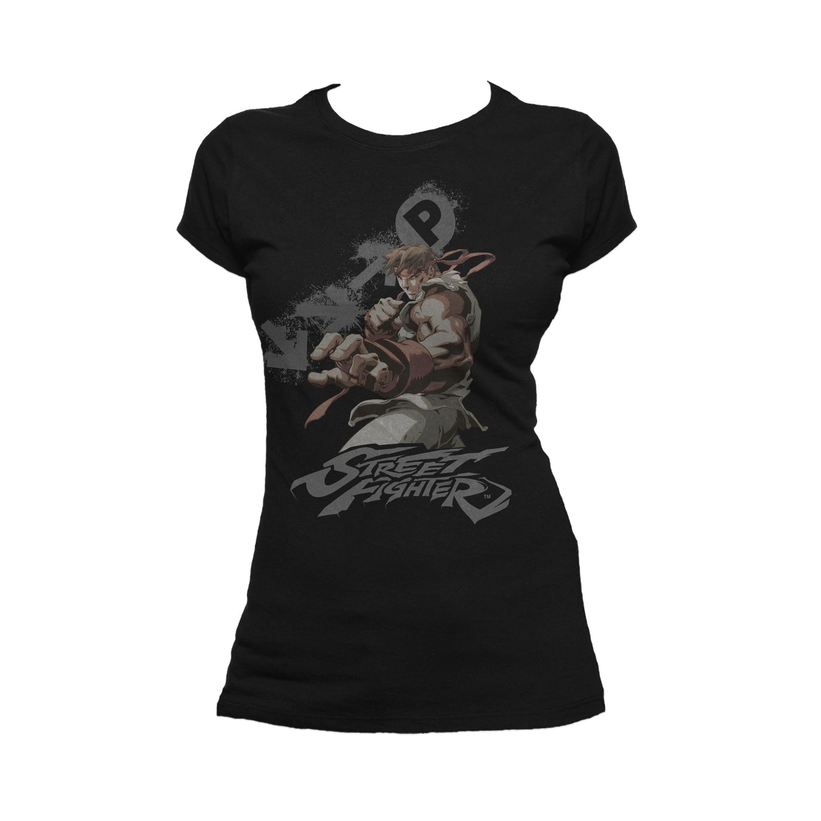 Street Fighter Ryu Portrait Fireball Official Women's T-shirt ()