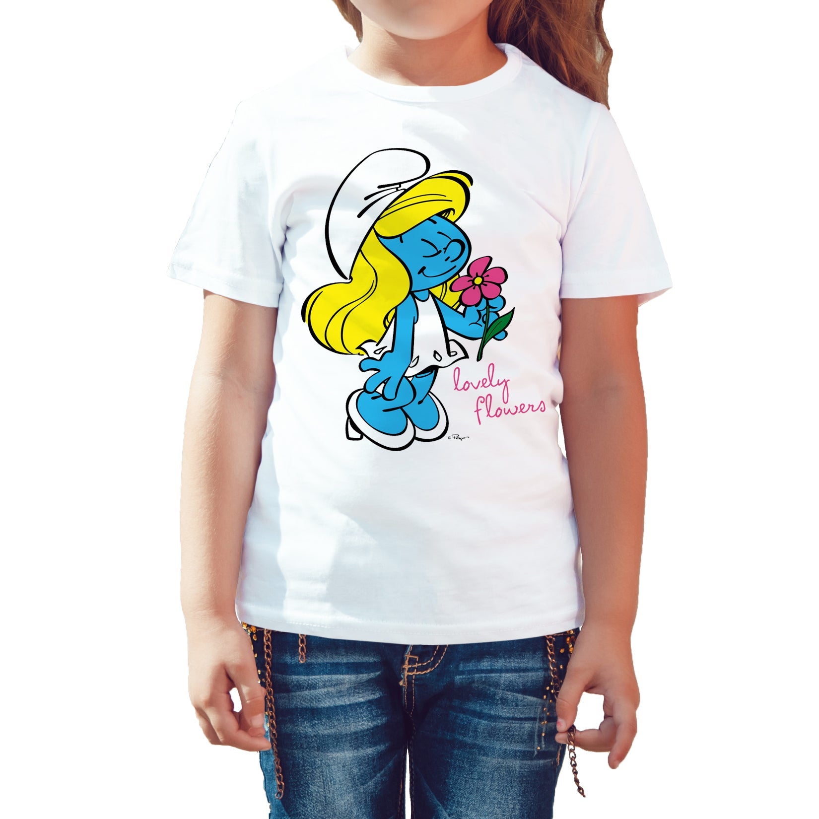 The Smurfs Smurfette Flowers Official Kid's T-Shirt ()