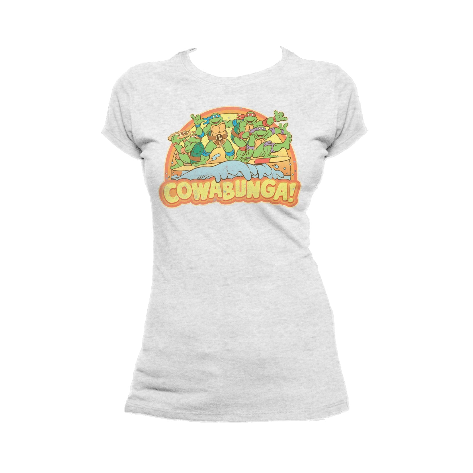 TMNT Gang Retro Cowabunga Official Women's T-Shirt (Heather )