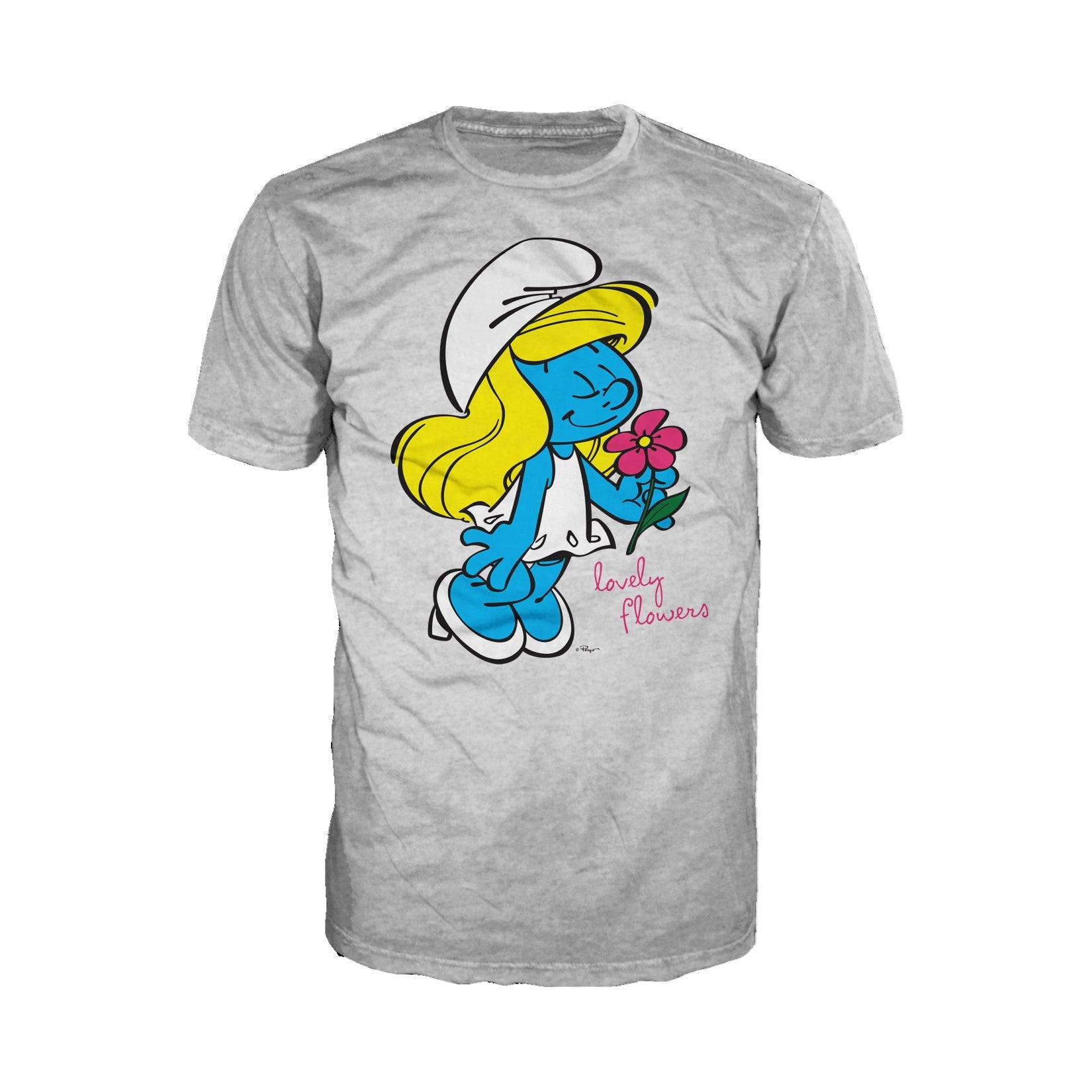 The Smurfs Smurfette Character Flowers Official Men's T-shirt ()