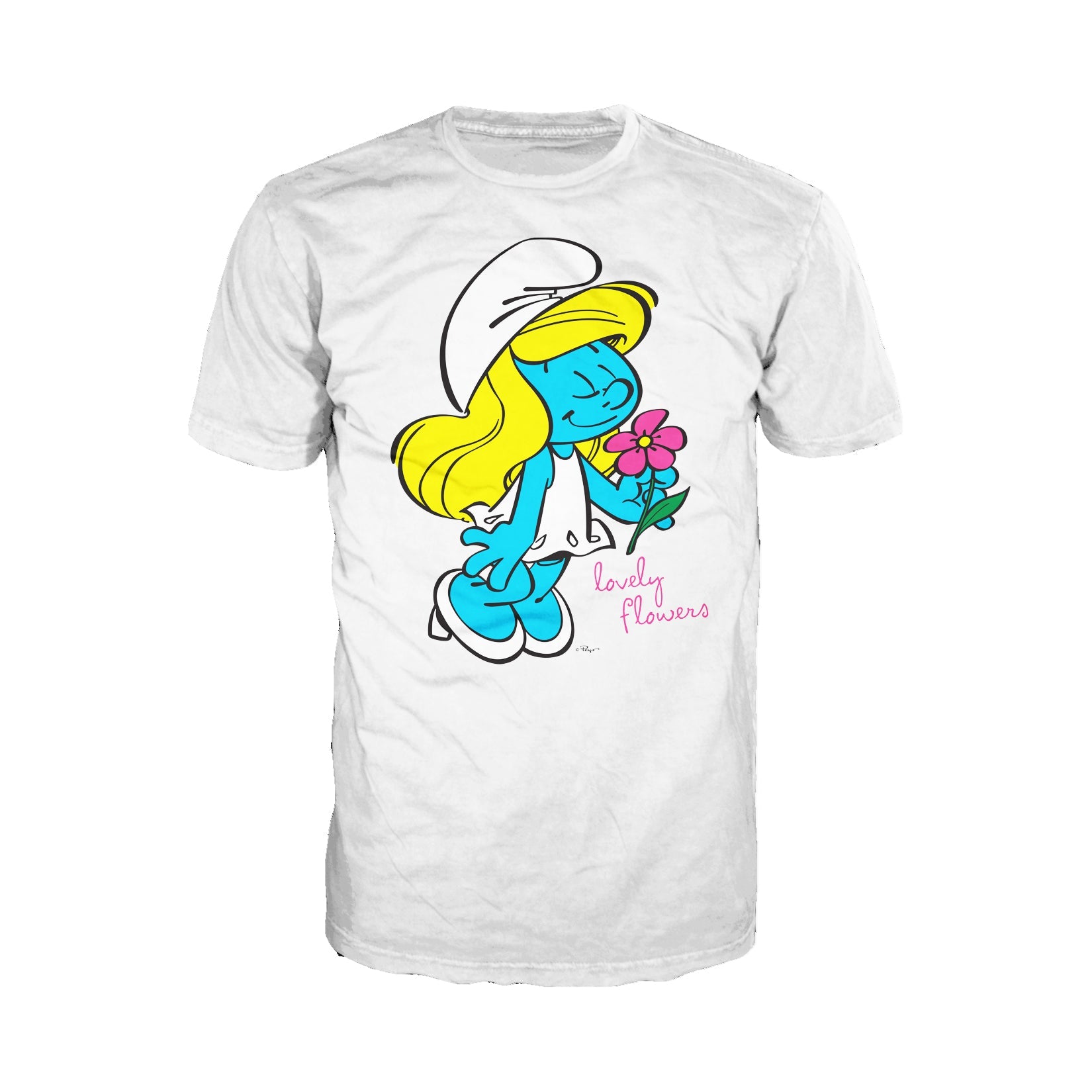 The Smurfs Smurfette Character Flowers Official Men's T-shirt ()