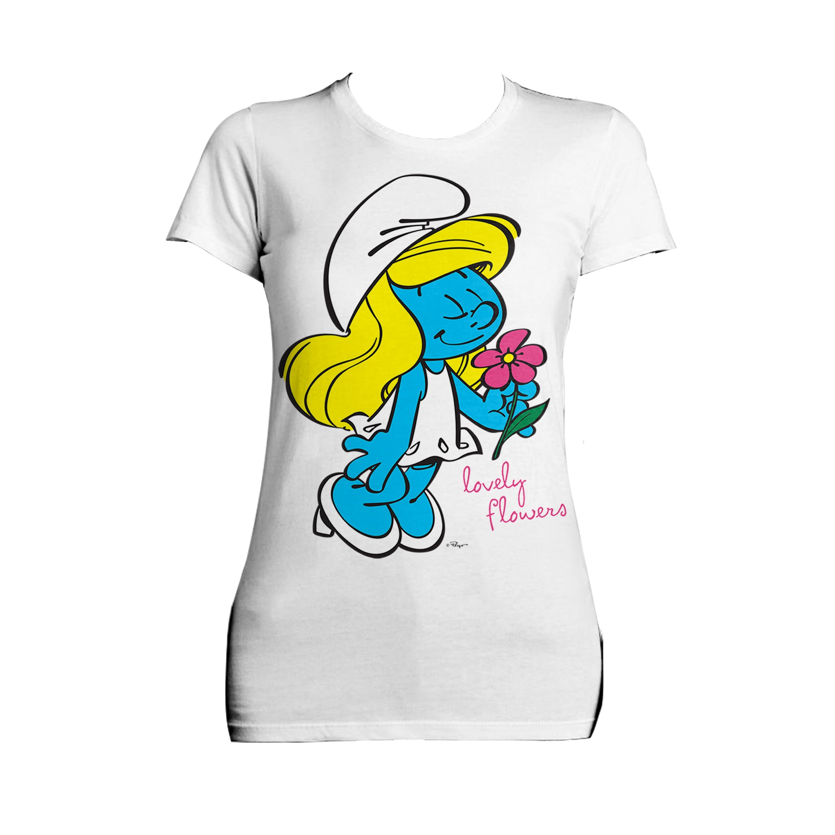 The Smurfs Smurfette Character Flowers Official Women's T-shirt ()