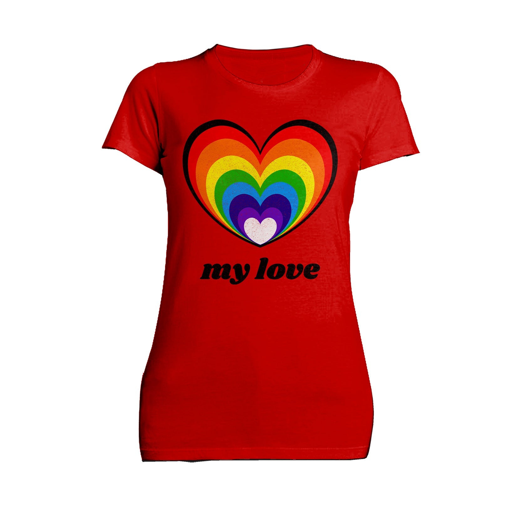 Vintage Valentine Rainbow Heart My Love Women's T-shirt