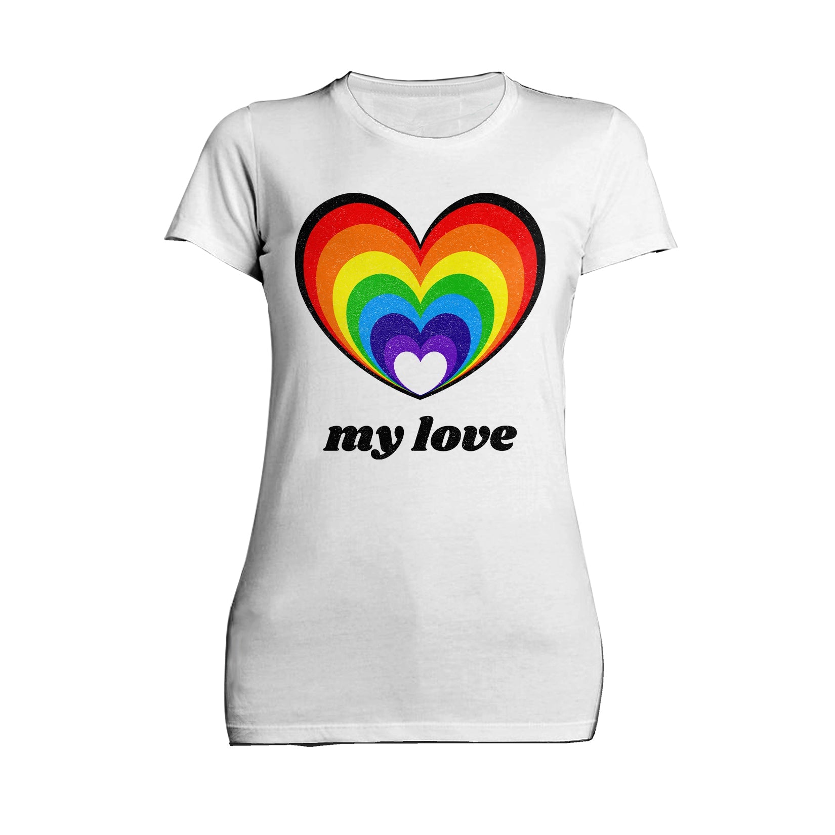 Vintage Valentine Rainbow Heart My Love Women's T-shirt