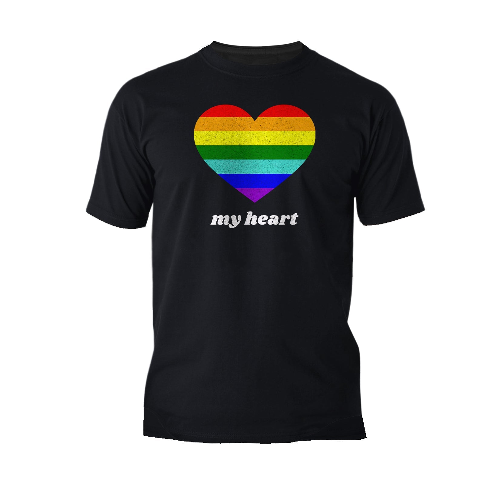 Vintage Valentine Rainbow My Heart Men's T-shirt