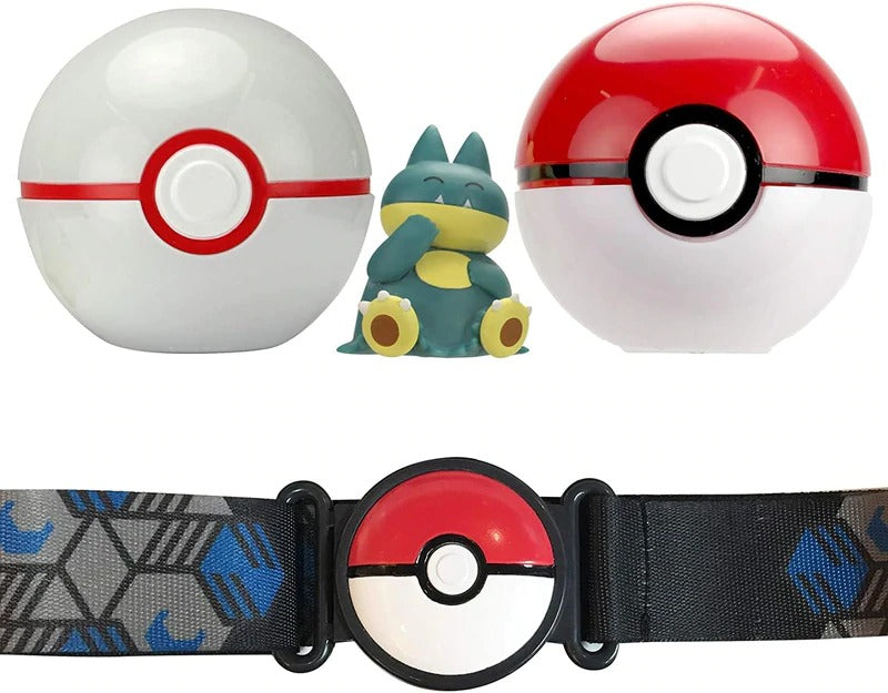 Pokemon Poke Ball Clip N Go Belt Set | 2 Inch Munchlax w/ Poké Ball & Premier Ball