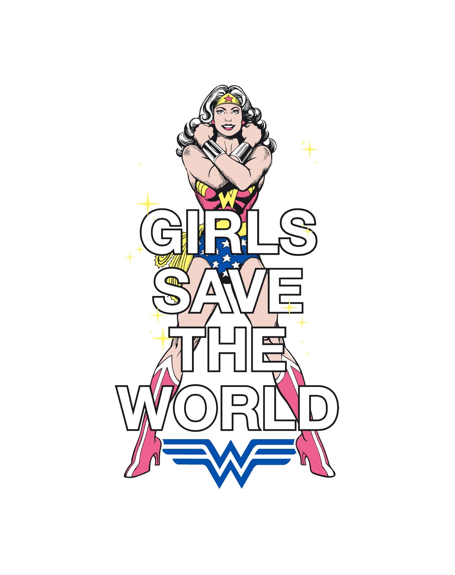DC Comics Wonder Woman Girls Save World Official Men's T-Shirt