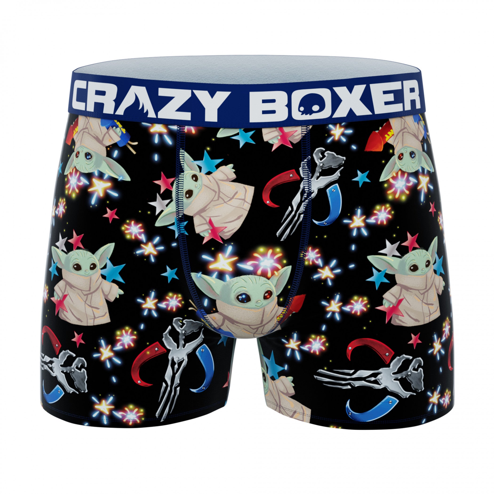 Crazy Boxer Star Wars The Mandalorian Grogu the Child Fireworks Men's Boxer Briefs