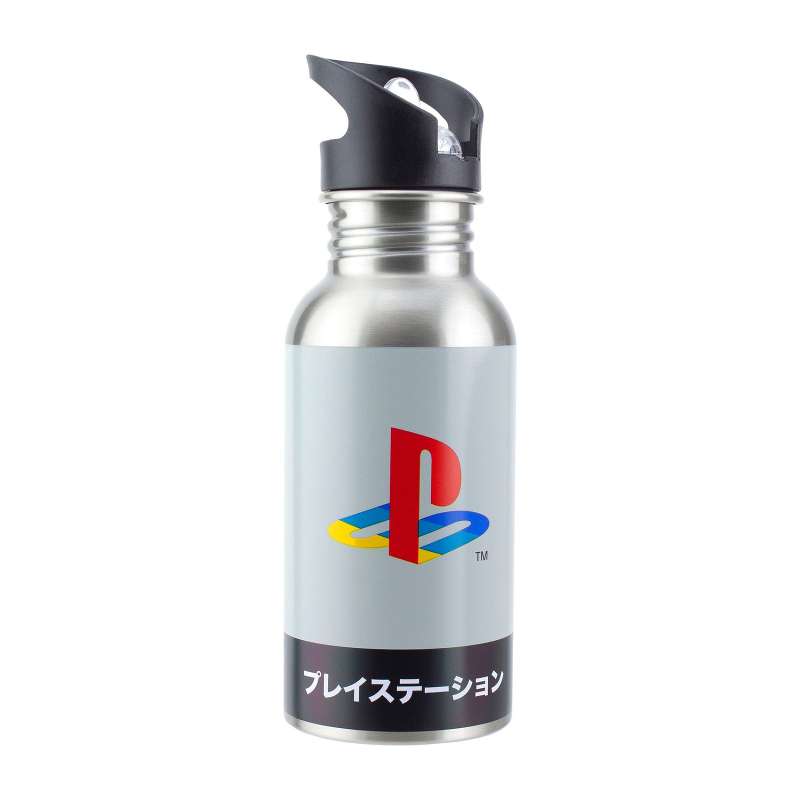PlayStation Logo Katakana 500ml Stainless Steel Water Bottle w/ Straw