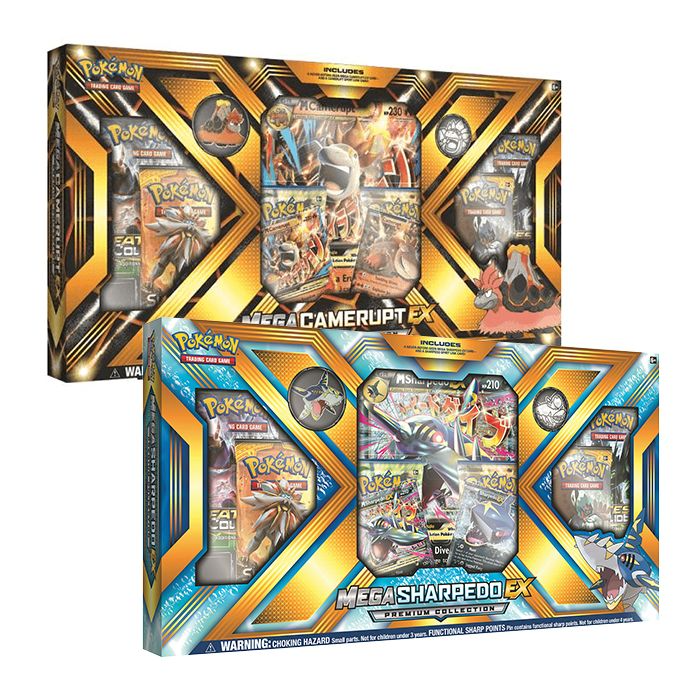 Pokemon Mega Camerupt-EX & Mega Sharpedo-EX Premium Collection Box Bundle