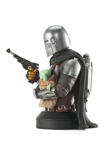 Star Wars: The Mandalorian Bust 1/6 The Mandalorian with Grogu 15 cm