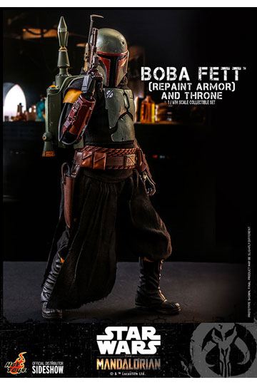 Star Wars The Mandalorian Action Figure 1/6 Boba Fett (Repaint Armor) and Throne 30 cm