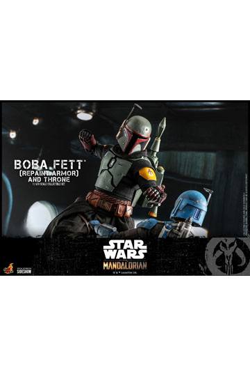 Star Wars The Mandalorian Action Figure 1/6 Boba Fett (Repaint Armor) and Throne 30 cm