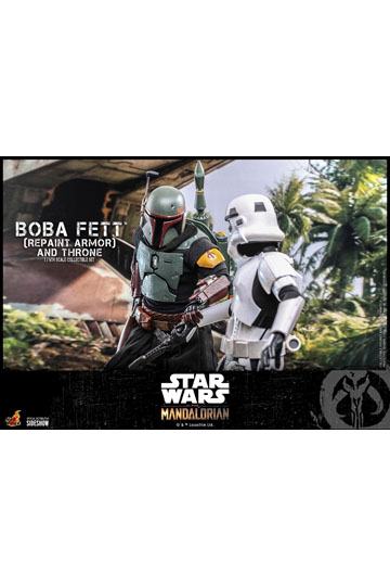 Star Wars The Mandalorian Action Figure 1/6 Boba Fett (Repaint Armor) and Throne 30 cm