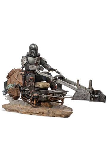 Star Wars The Mandalorian Deluxe Art Scale Statue 1/10 Mandalorian on Speederbike 18 cm