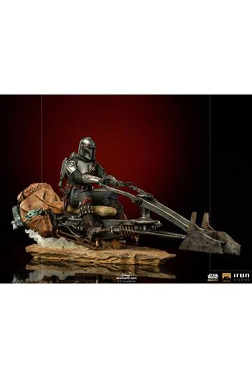 Star Wars The Mandalorian Deluxe Art Scale Statue 1/10 Mandalorian on Speederbike 18 cm