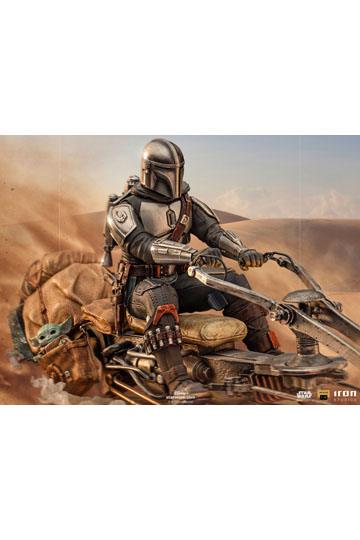 Star Wars The Mandalorian Deluxe Art Scale Statue 1/10 Mandalorian on Speederbike 18 cm