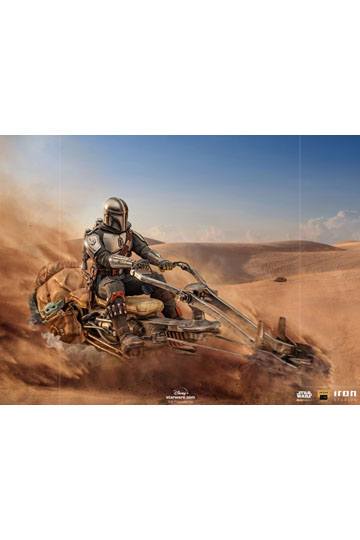 Star Wars The Mandalorian Deluxe Art Scale Statue 1/10 Mandalorian on Speederbike 18 cm