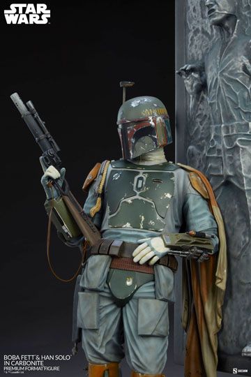 Star Wars Premium Format Statue Boba Fett and Han Solo in Carbonite 70 cm