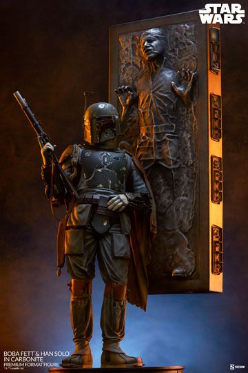 Star Wars Premium Format Statue Boba Fett and Han Solo in Carbonite 70 cm