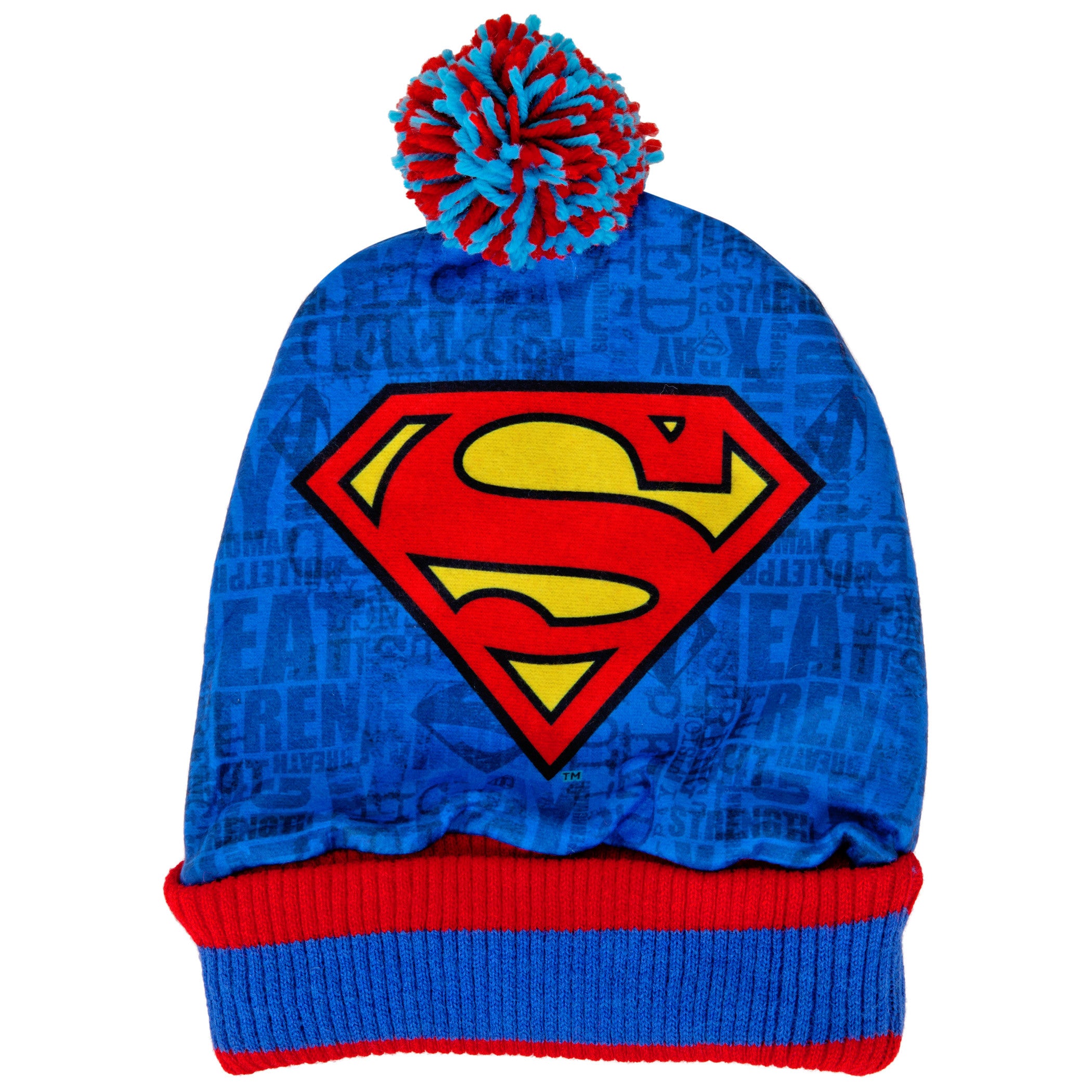 DC Comics Superman Symbol & Abilities Print Pom Cuff Beanie