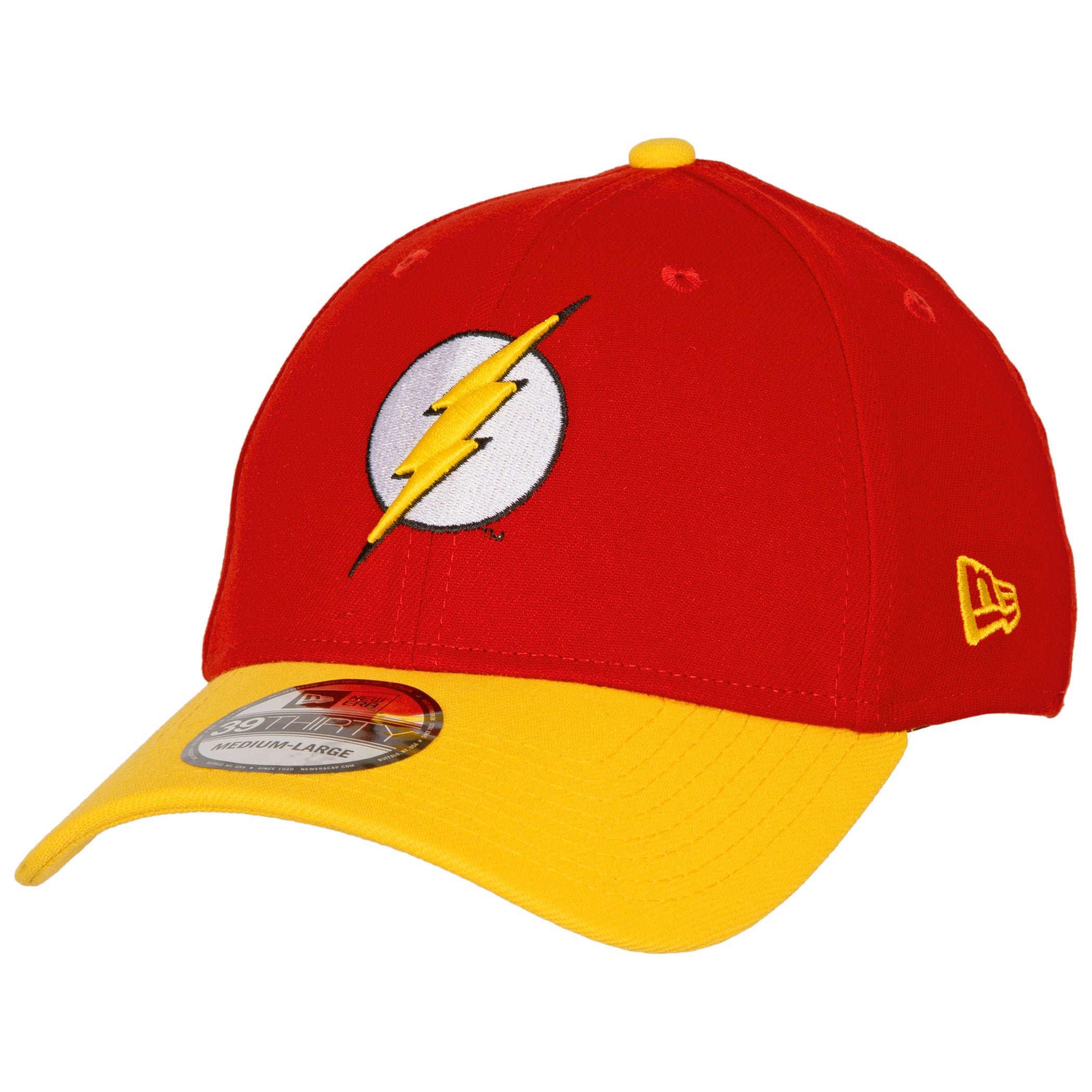 The Flash Symbol Scarlet and Gold New Era 39Thirty Fitted Hat
