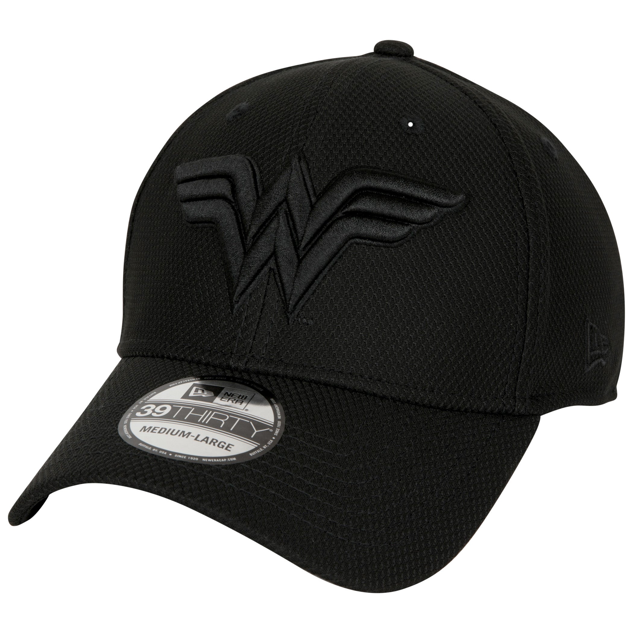 Wonder Woman Logo Black on Black Colorway New Era 39Thirty Fitted Hat