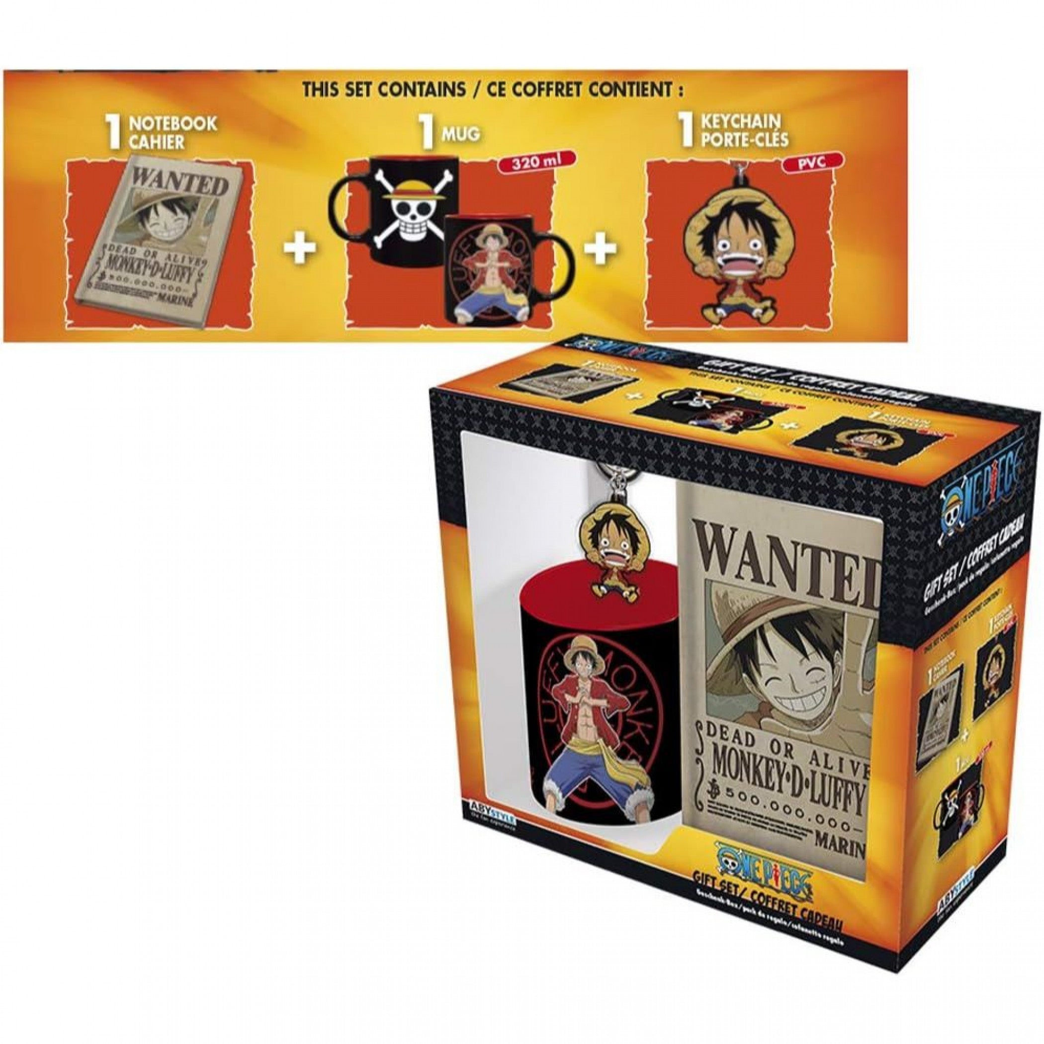 One Piece Monkey D Luffy 11 oz Mug Notebook and Keychain Gift Set