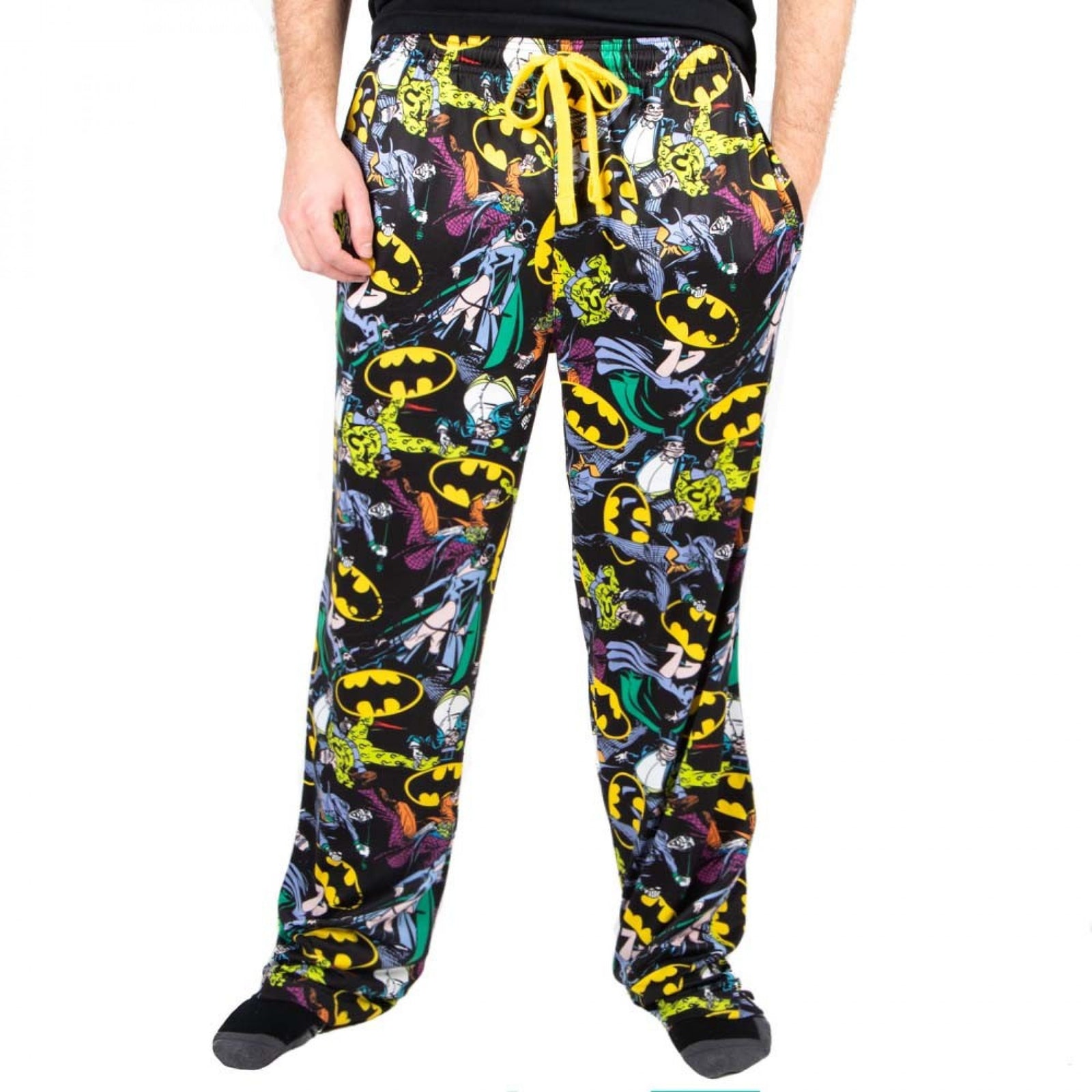 DC Comics Batman Logos and Characters All Over Print Sleep Pants
