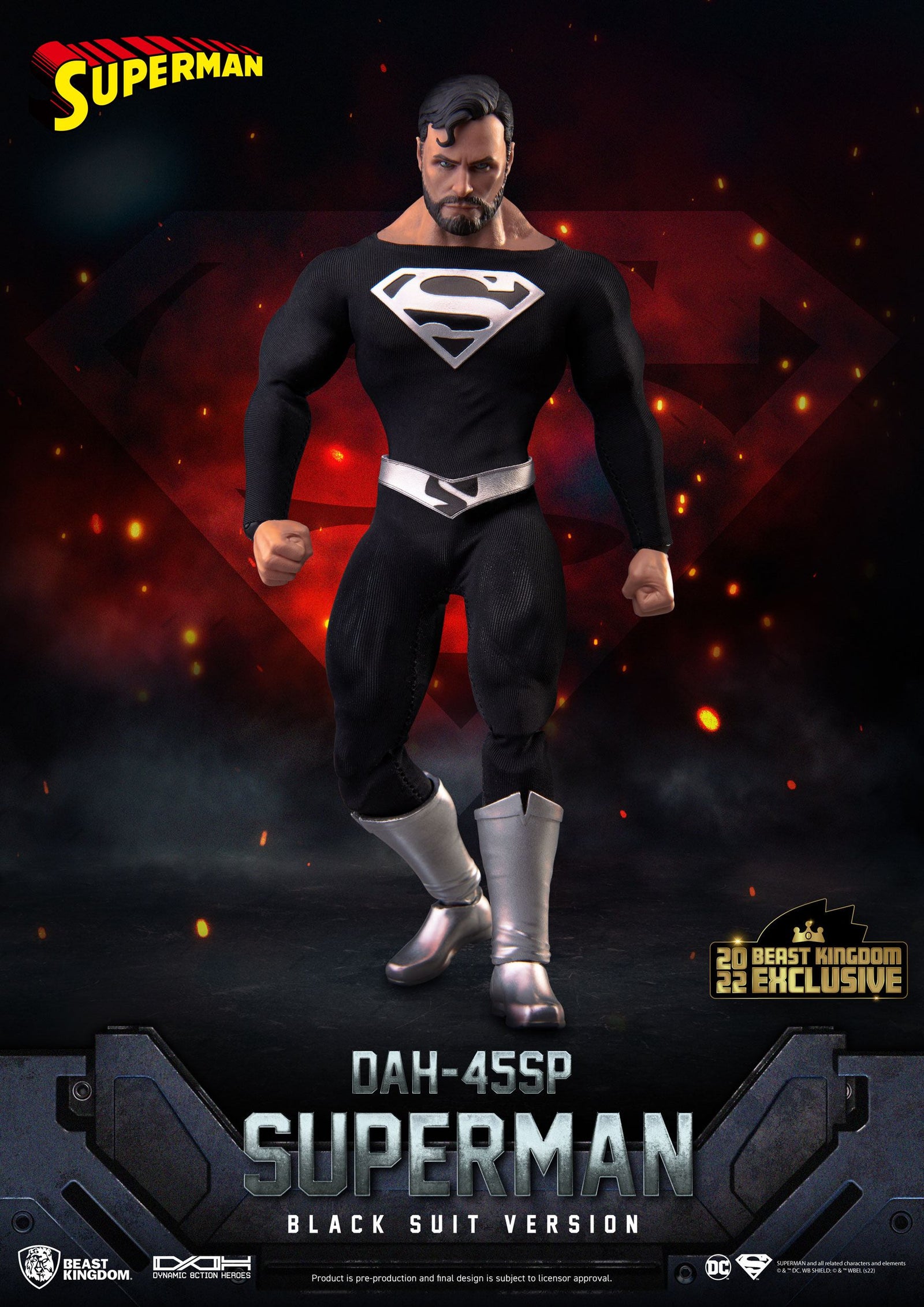 DC Comics Dynamic 8ction Heroes Action Figure 1/9 Superman Black Suit 20 cm