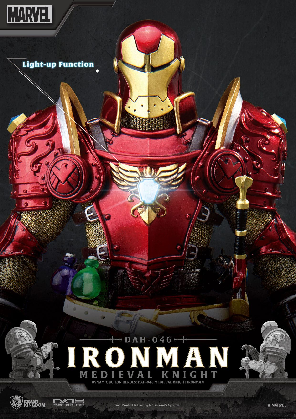 Marvel Dynamic 8ction Heroes Action Figure 1/9 Medieval Knight Iron Man 20 cm