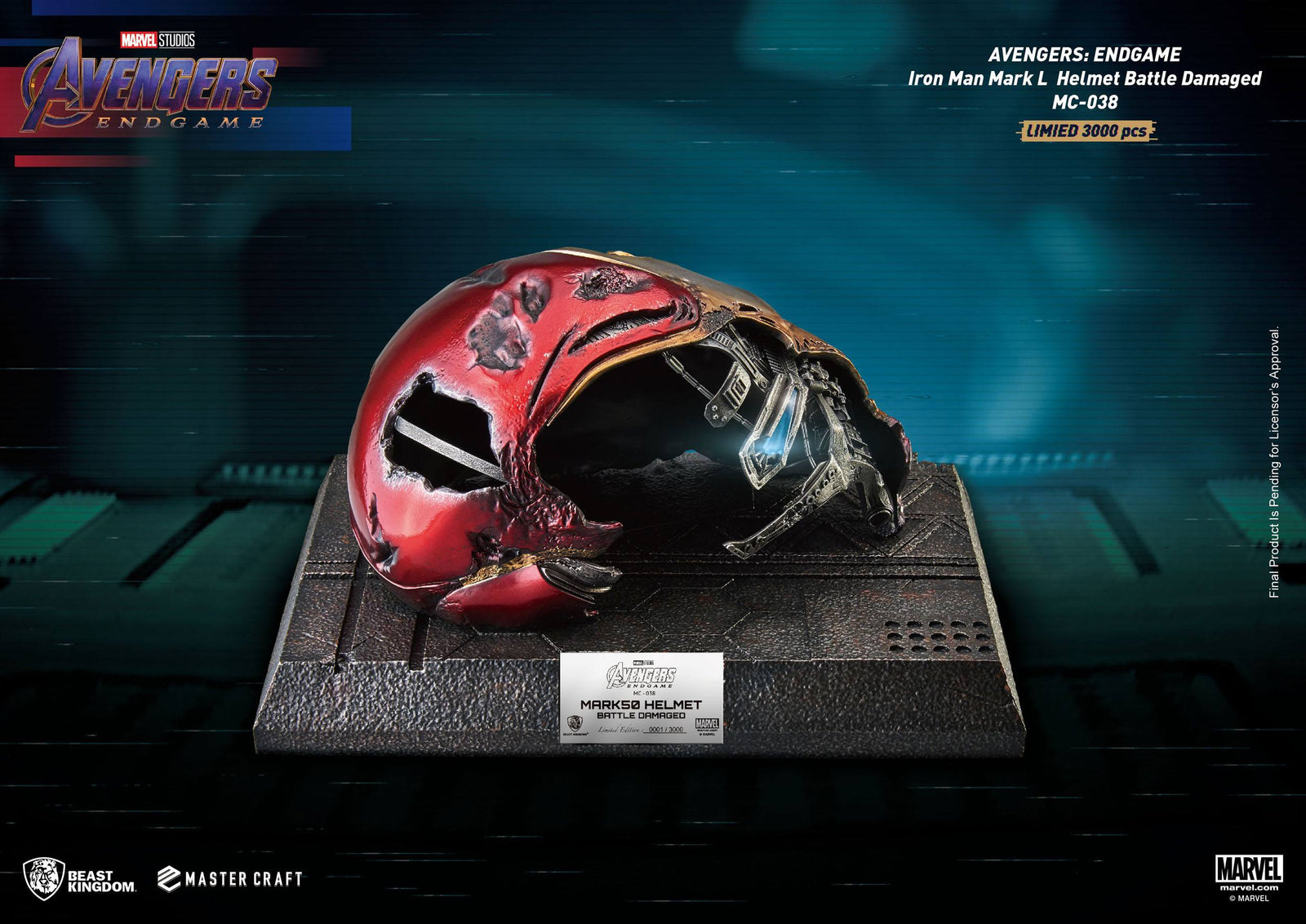 Avengers Endgame Master Craft Statue Iron Man Mark50 Helmet Battle Damaged 22 cm