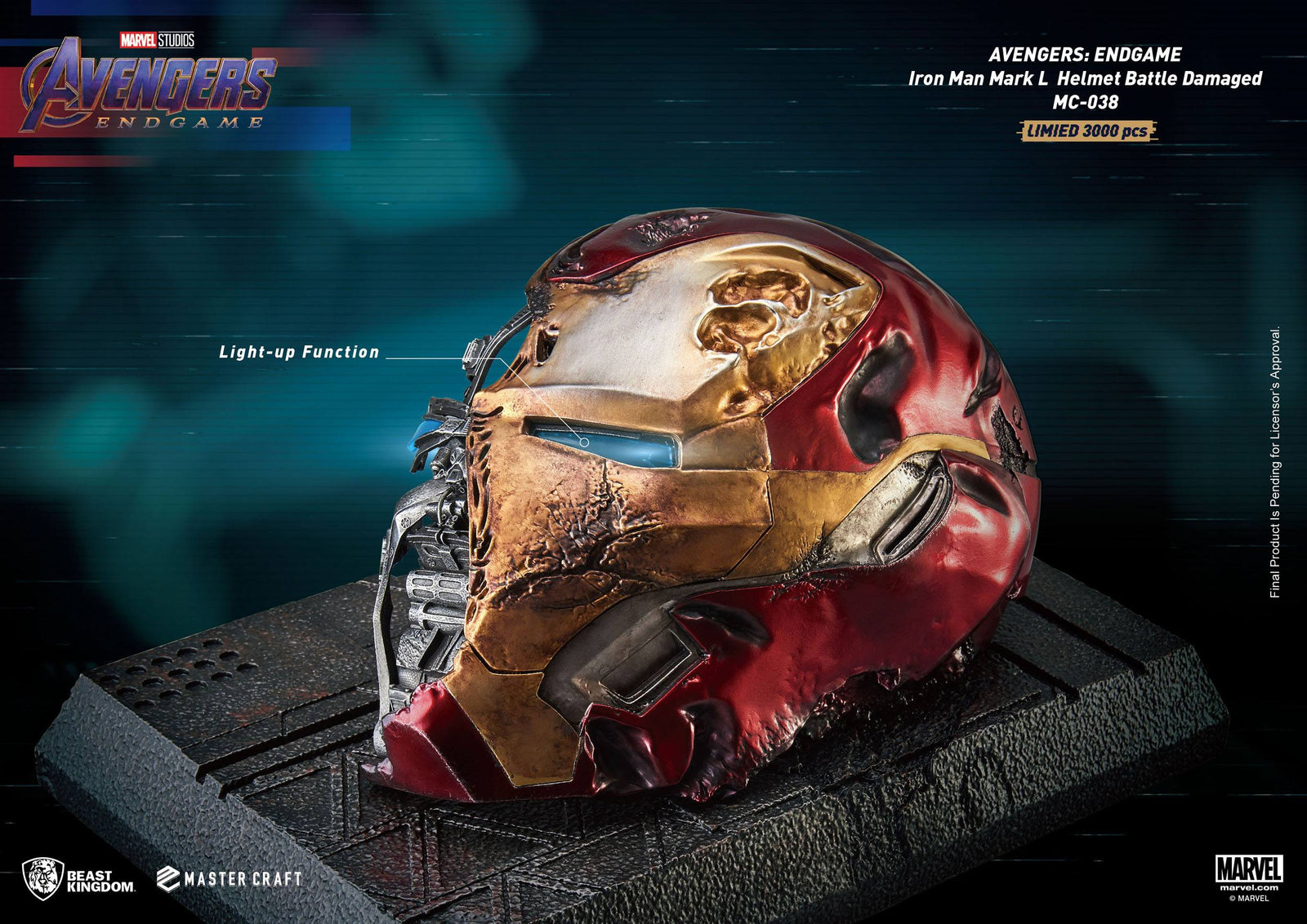 Avengers Endgame Master Craft Statue Iron Man Mark50 Helmet Battle Damaged 22 cm