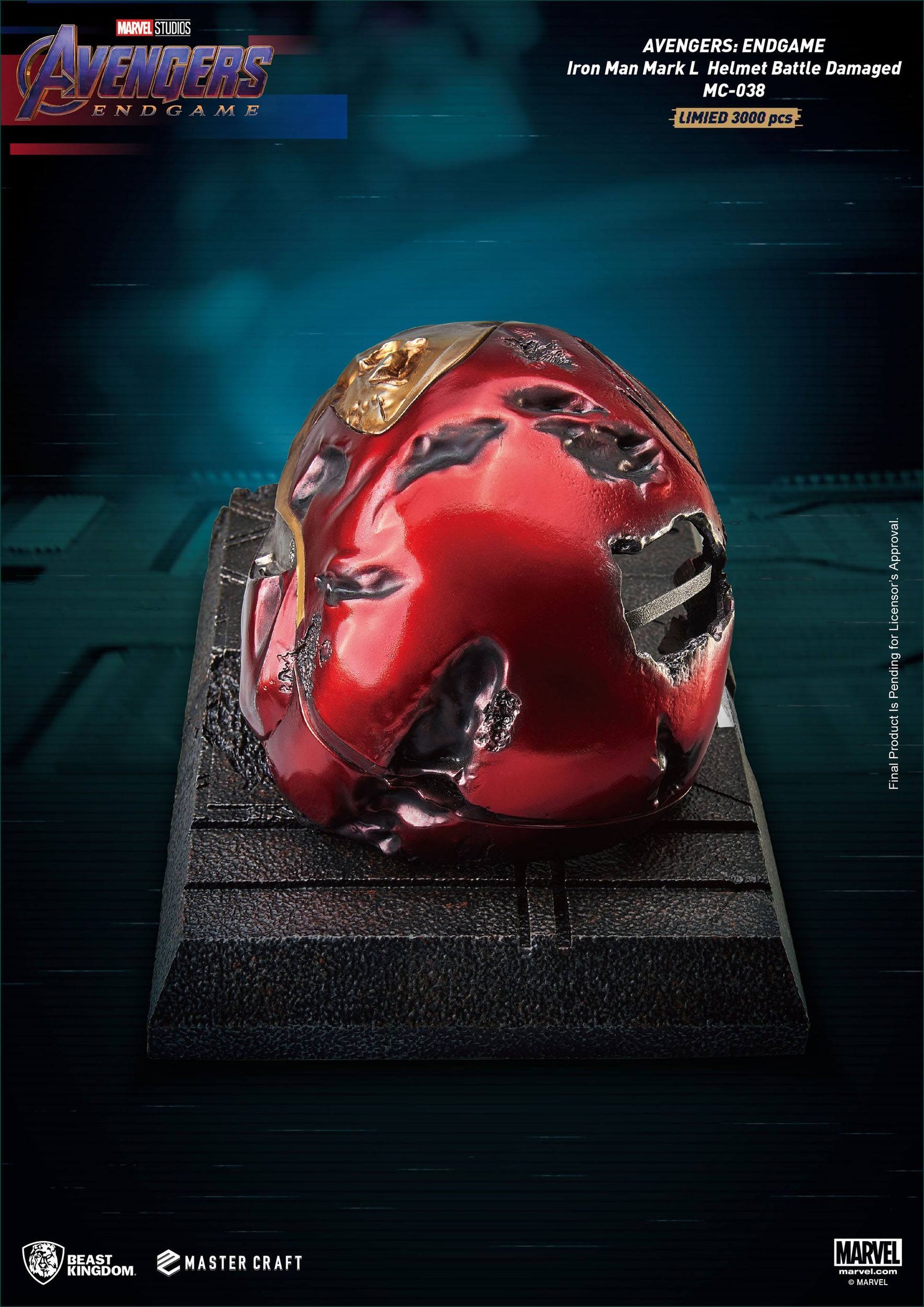 Avengers Endgame Master Craft Statue Iron Man Mark50 Helmet Battle Damaged 22 cm