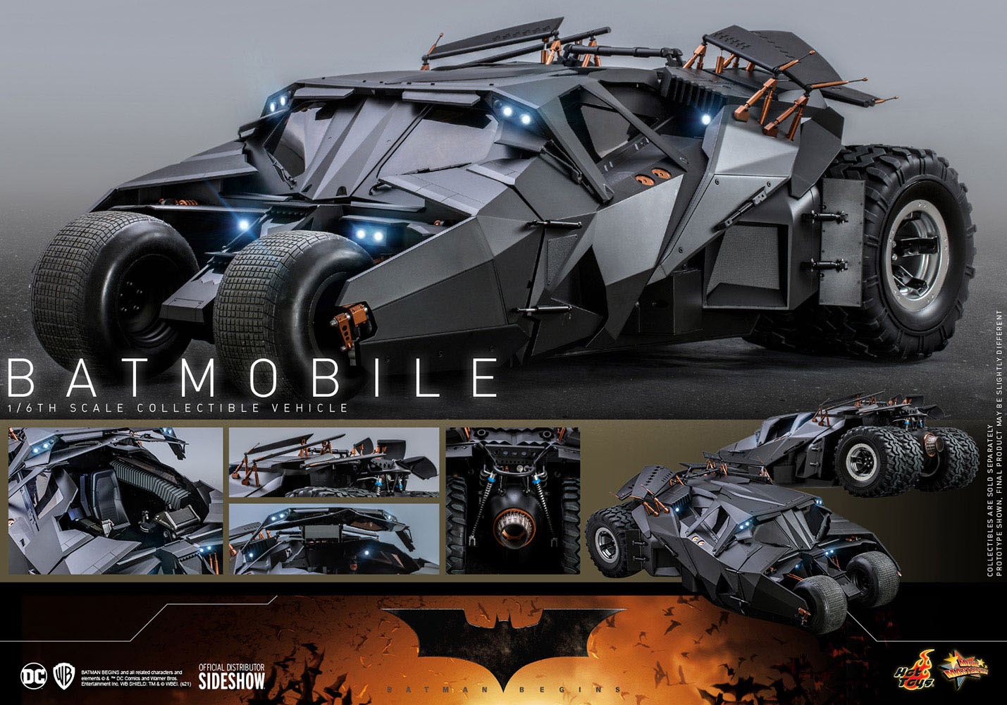 The Dark Knight Trilogy Movie Masterpiece Action Figure 1/6 Batmobile 73 cm