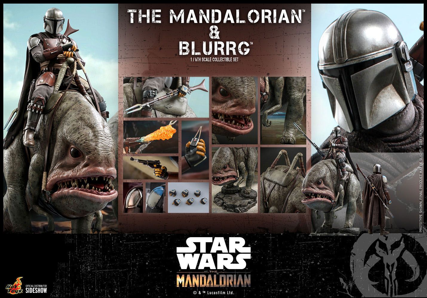 Star Wars The Mandalorian Action Figure 2-Pack 1/6 The Mandalorian & Blurrg 37 cm