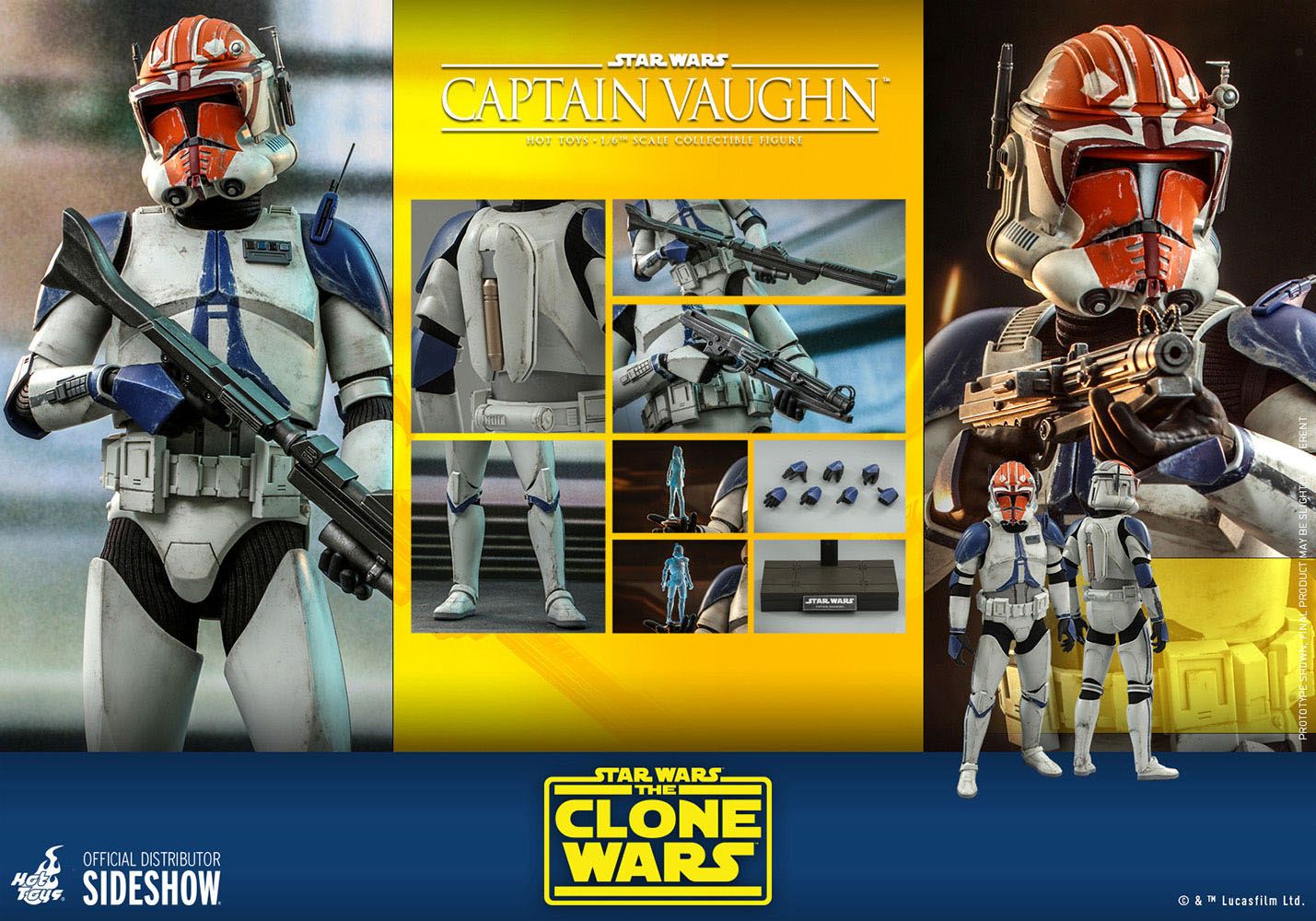 Star Wars The Clone Wars Action Figure 1/6 Captain Vaughn 30 cm