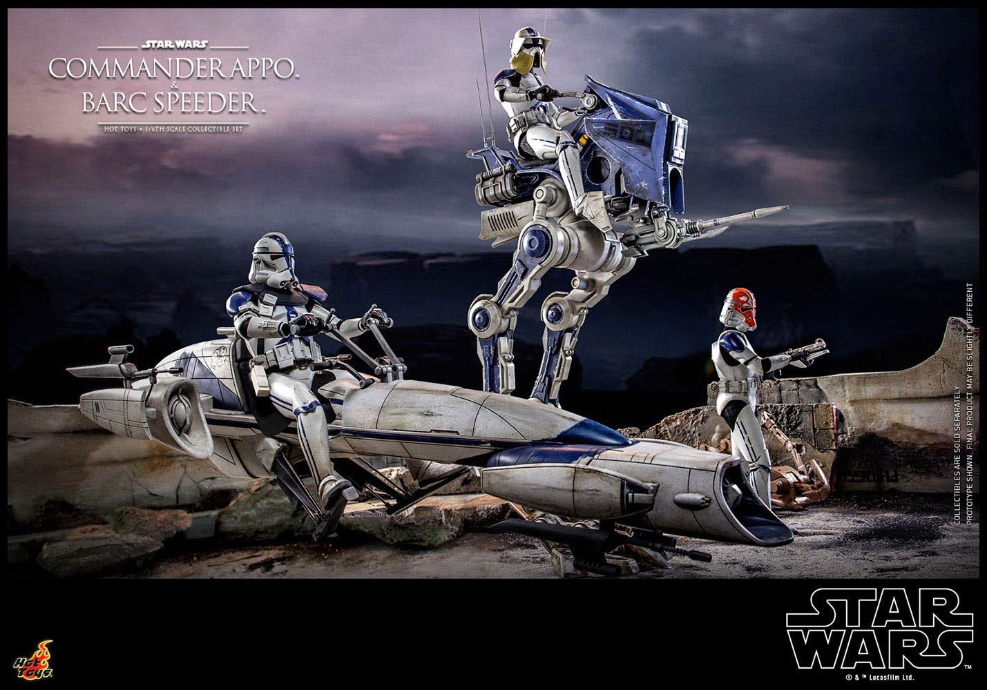 Star Wars The Clone Wars Action Figure 1/6 Commander Appo & BARC Speeder 30 cm