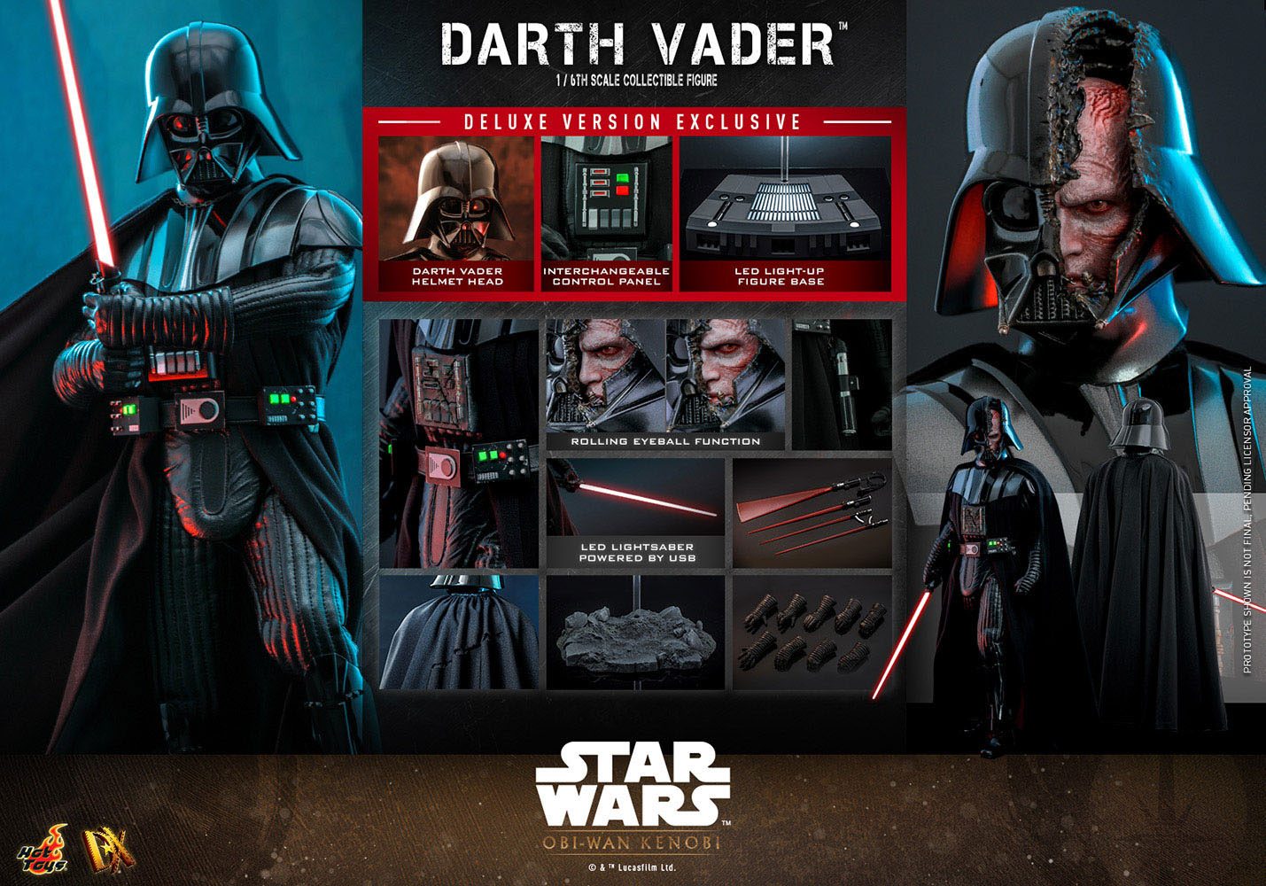 Star Wars: Obi-Wan Kenobi Action Figure 1/6 Darth Vader Deluxe Version 35 cm