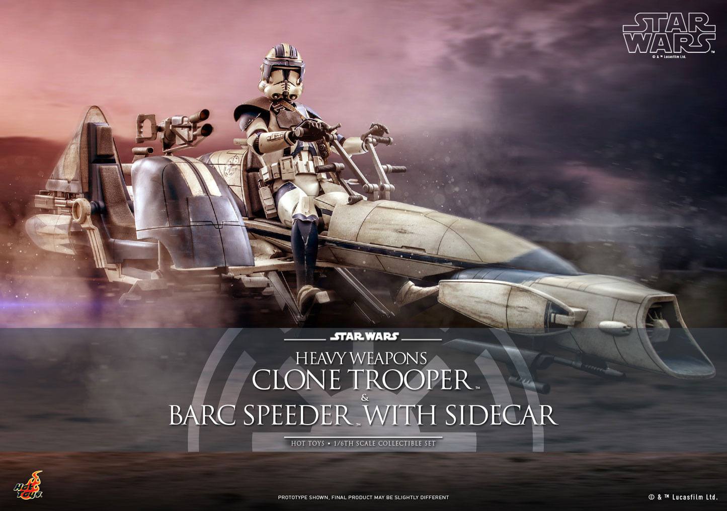 Star Wars The Clone Wars Action Figure 1/6 Heavy Weapons Clone Trooper & BARC Speeder with Sidecar 30 cm