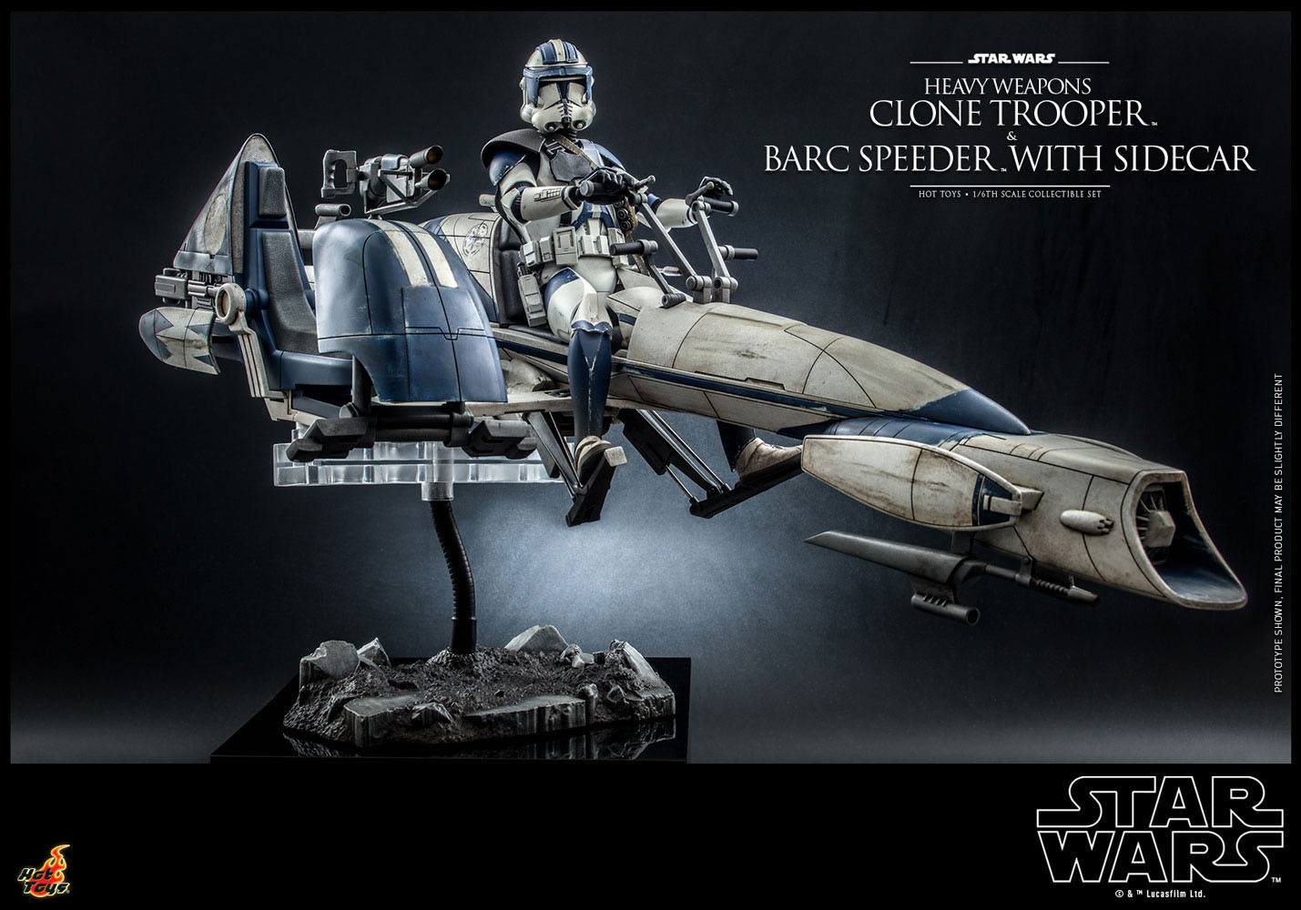 Star Wars The Clone Wars Action Figure 1/6 Heavy Weapons Clone Trooper & BARC Speeder with Sidecar 30 cm