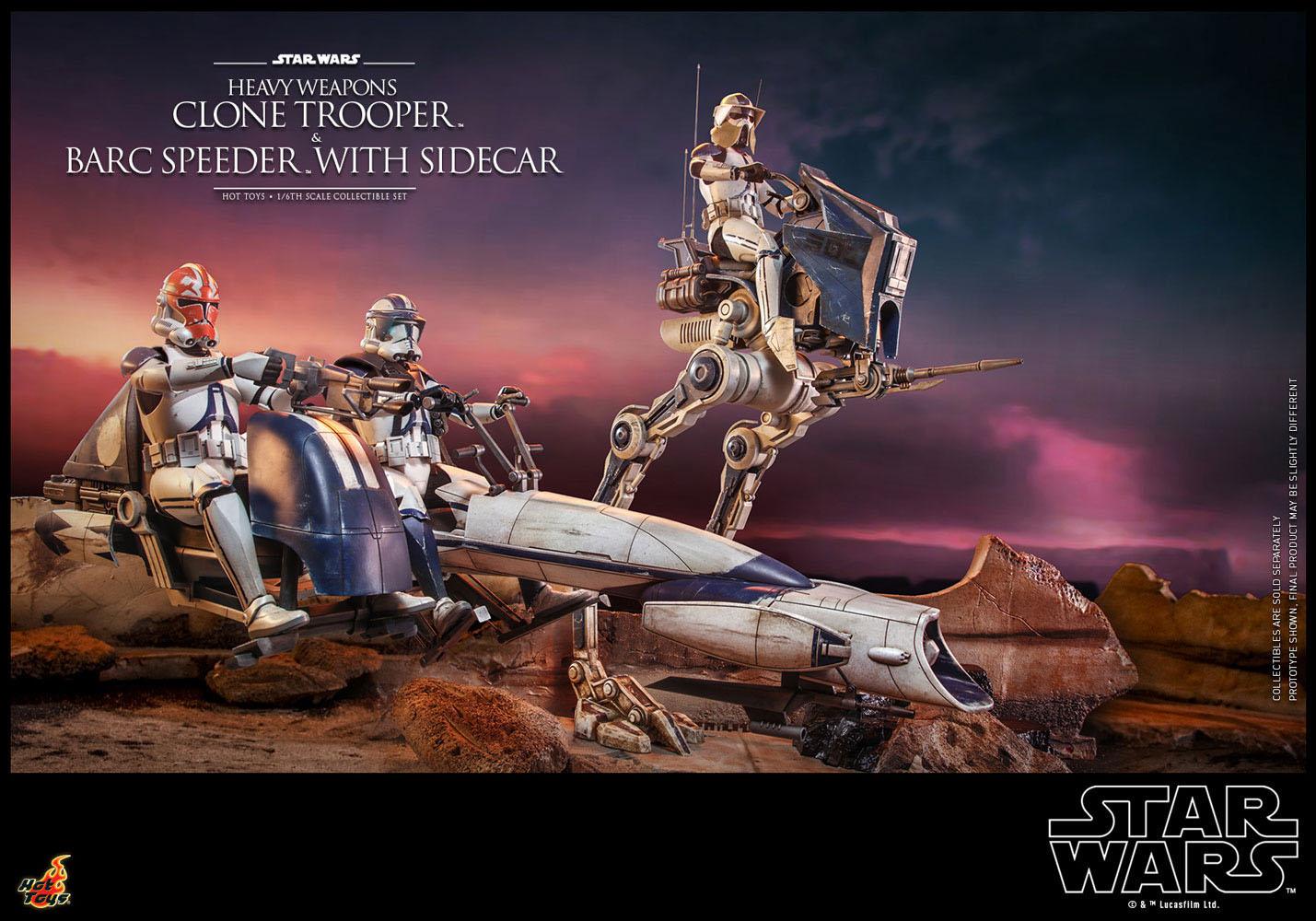 Star Wars The Clone Wars Action Figure 1/6 Heavy Weapons Clone Trooper & BARC Speeder with Sidecar 30 cm