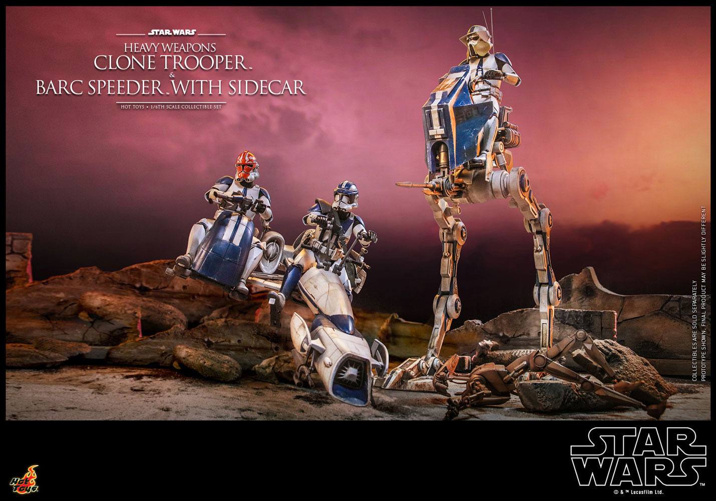 Star Wars The Clone Wars Action Figure 1/6 Heavy Weapons Clone Trooper & BARC Speeder with Sidecar 30 cm