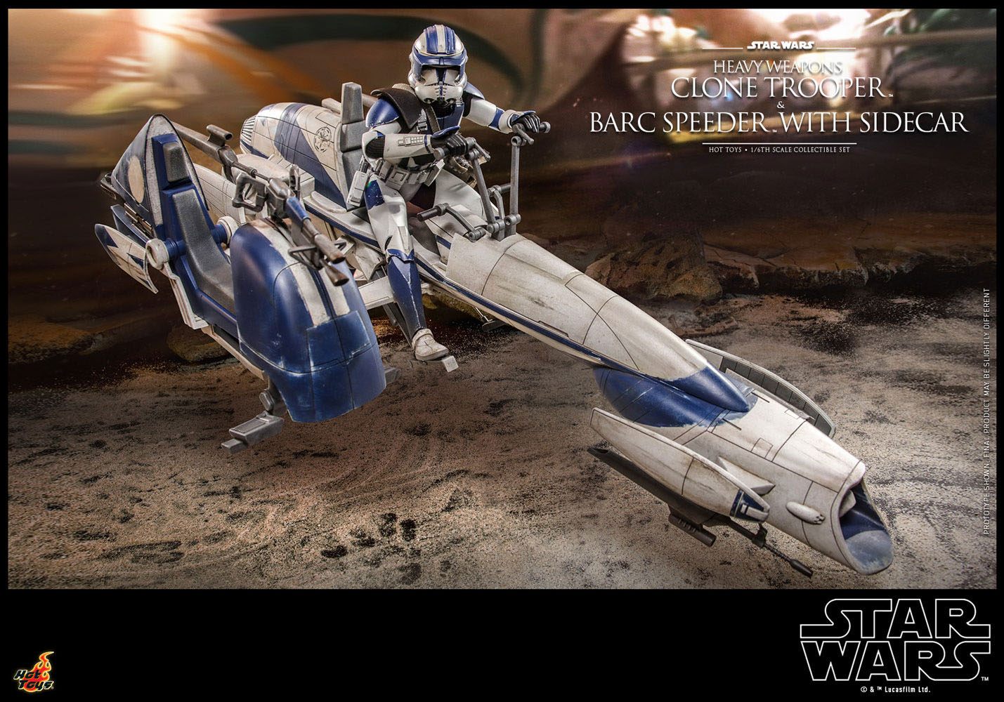 Star Wars The Clone Wars Action Figure 1/6 Heavy Weapons Clone Trooper & BARC Speeder with Sidecar 30 cm