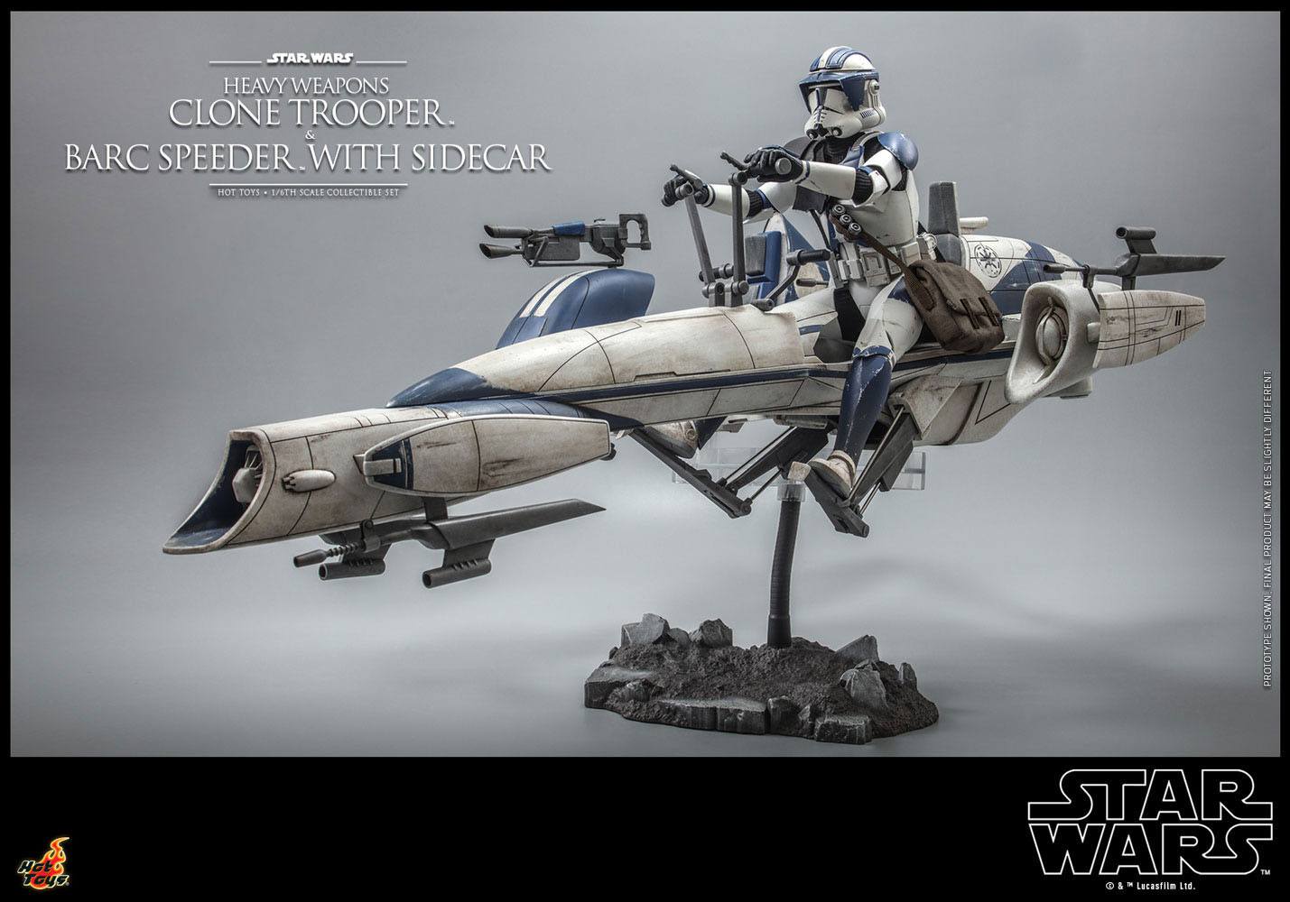 Star Wars The Clone Wars Action Figure 1/6 Heavy Weapons Clone Trooper & BARC Speeder with Sidecar 30 cm