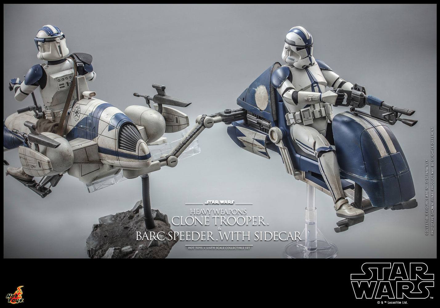 Star Wars The Clone Wars Action Figure 1/6 Heavy Weapons Clone Trooper & BARC Speeder with Sidecar 30 cm