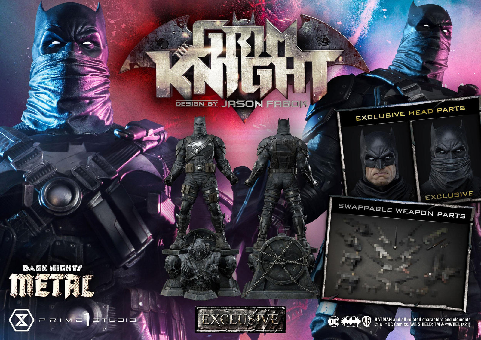 Dark Nights: Metal Statues The Grim Knight & The Grim Knight Exclusive 82 cm Assortment