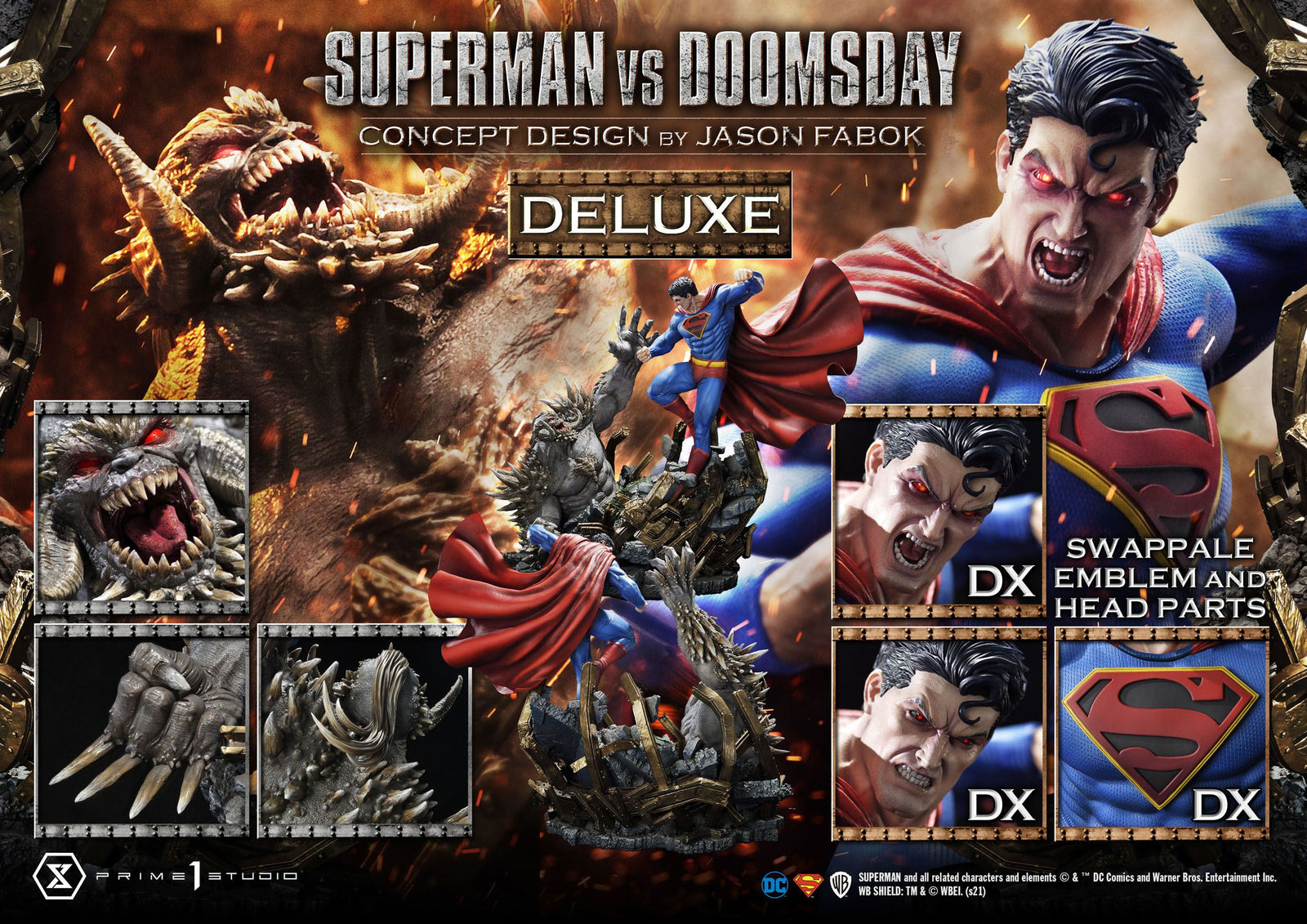 DC Comics Statue 1/3 Superman Vs. Doomsday by Jason Fabok Deluxe Bonus Version 95 cm